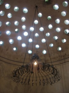 Hamam dome with chandelier